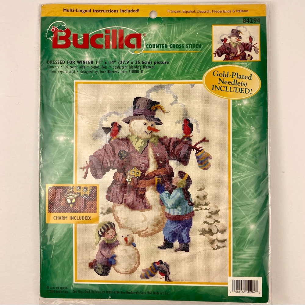 Bucilla Cross Stitch Kit 84294 Dressed for Winter 11 x 14 in Vintage Sealed